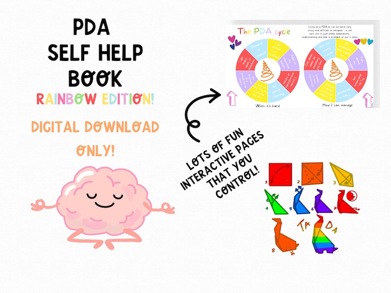 PDA self help book, rainbow edition, digital download only! lots if fun interactive pages that you can control