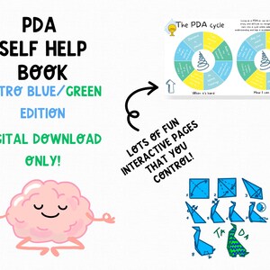 PDA self help book, retro blue edition. Digital download only! Lots of fun interactive pages that you control!