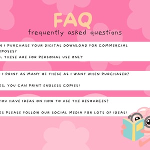 AQ: 
Can I purchase your digital download for commercial purposes? - No, these are for personal use only! Can I print as many of these as I want when purchased? - Yes, you can print endless copies! Do you have ideas on how to use the resources? yes