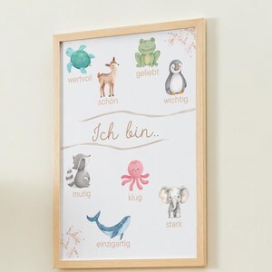 carteles infantiles | carteles de animales | Yo soy.. | Afirmación positiva | Descarga digital