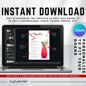 Signature Drink Sign, Bar Menu Template, Minimalist Signature Drink ...