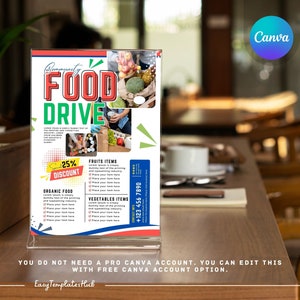 Editable Community Food Drive Flyer, Food Drive Flyer, Charity Event Poster, Groceries Donations, Fall Food Drive Flyer, Editable Food Flyer
