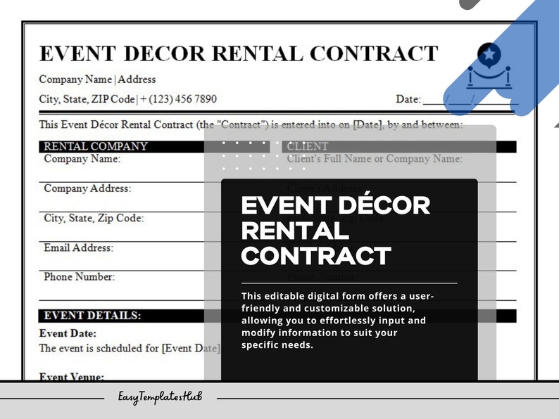 Professional Event Decor Rental Agreement Event Decor Rental Etsy