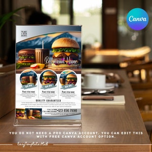 Food Flyer Template, Burger Flyer Template, DIY Canva Burger Flyer, Editable Canva US Letter Size Template For Burger Flyer