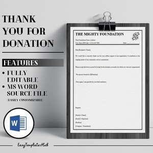 Thank You For Donation, Thanksgiving Contract, Thanking for Donation, Donation Letter, Thanking Contribution, Nonprofit Donation Receipt