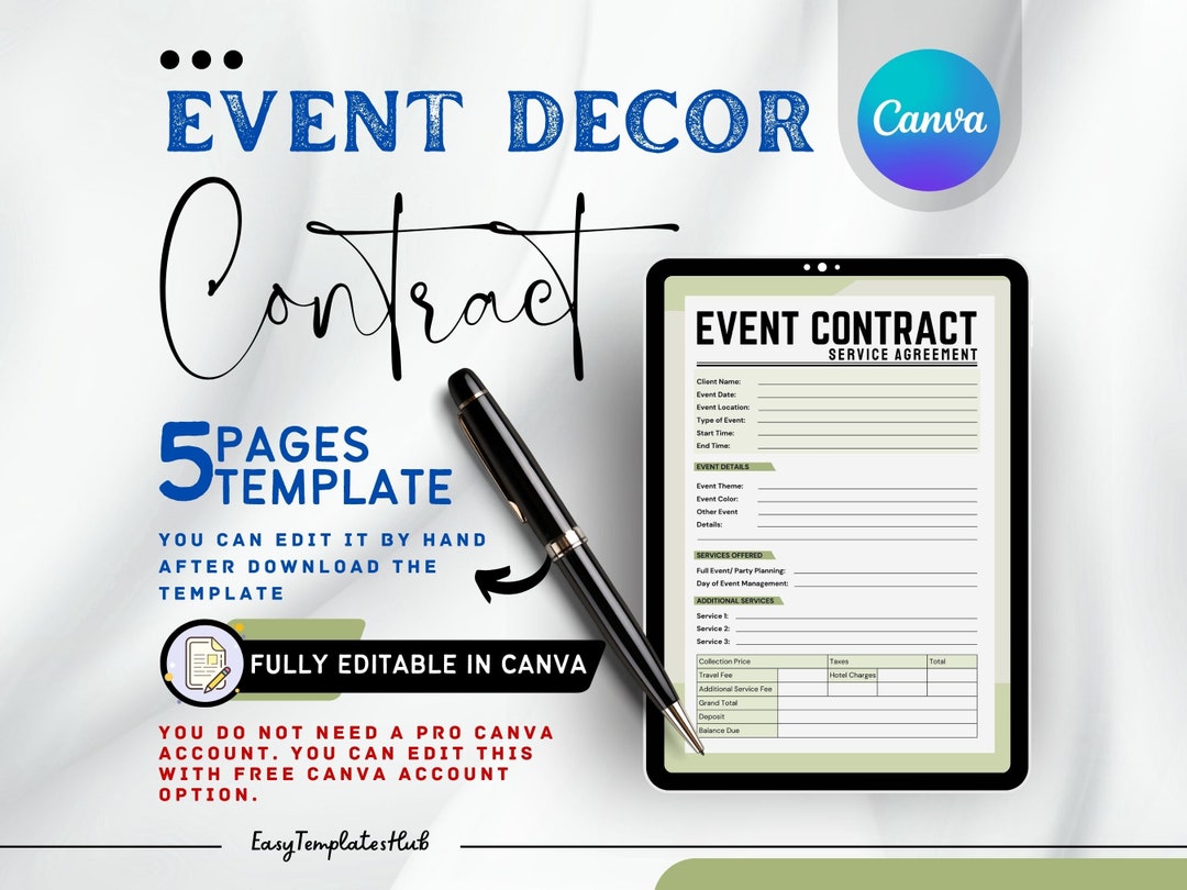 Event Decor Contract Template Event Decoration Contract Party Decor Event Decor Contract Template Event Decoration Contract Party Decor