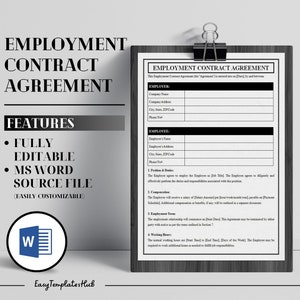 Acuerdo de contrato de empleo profesional, Acuerdo de servicios para empleados, Plantilla de acuerdo de empleo, Contrato de empleo para pequeñas empresas