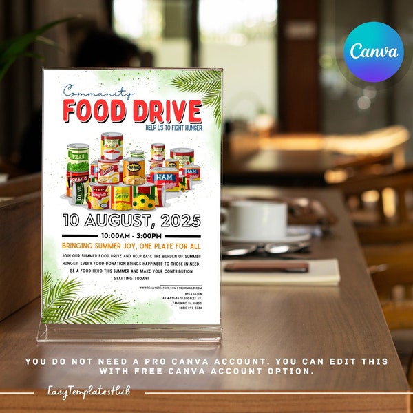 Canned Food Drive, Community Food Drive Flyer, Editable Food Drive Flyer, Fall Food Festival, Thanksgiving Food Drive, Food Donation Flyer