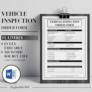 Professional Vehicle Inspection Form, Visual Inspection Form, Printable Vehicle Inspection Report, Editable Inspection Report Form