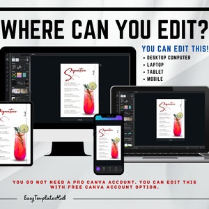 Signature Drink Sign, Bar Menu Template, Minimalist Signature Drink ...