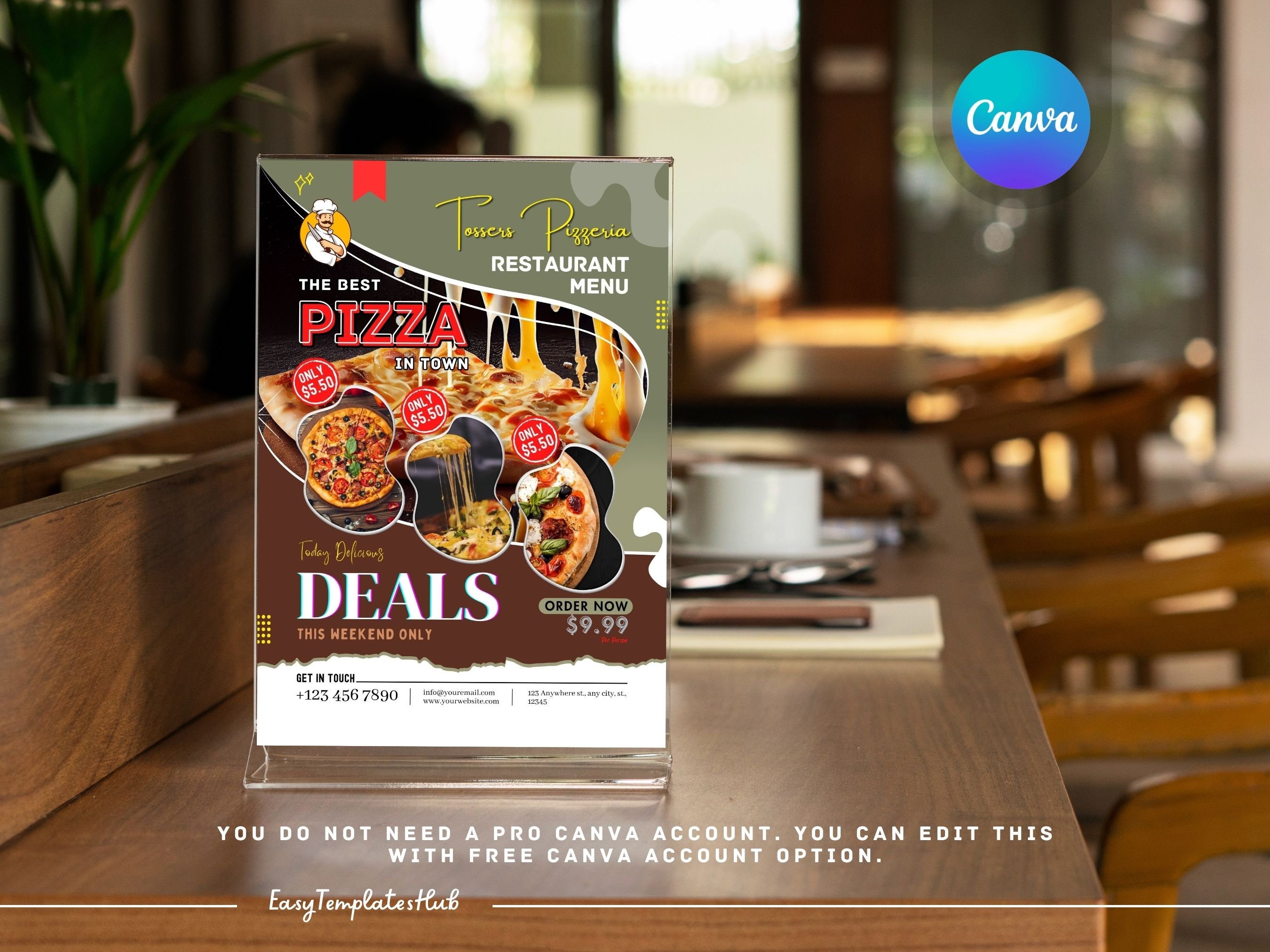 Pizza Flyer Template, DIY Canva Pizza Flyer, Printable Dinner Flyer, Food Flyer Template, Editable Pizza Flyer Template, Printable Flyer
