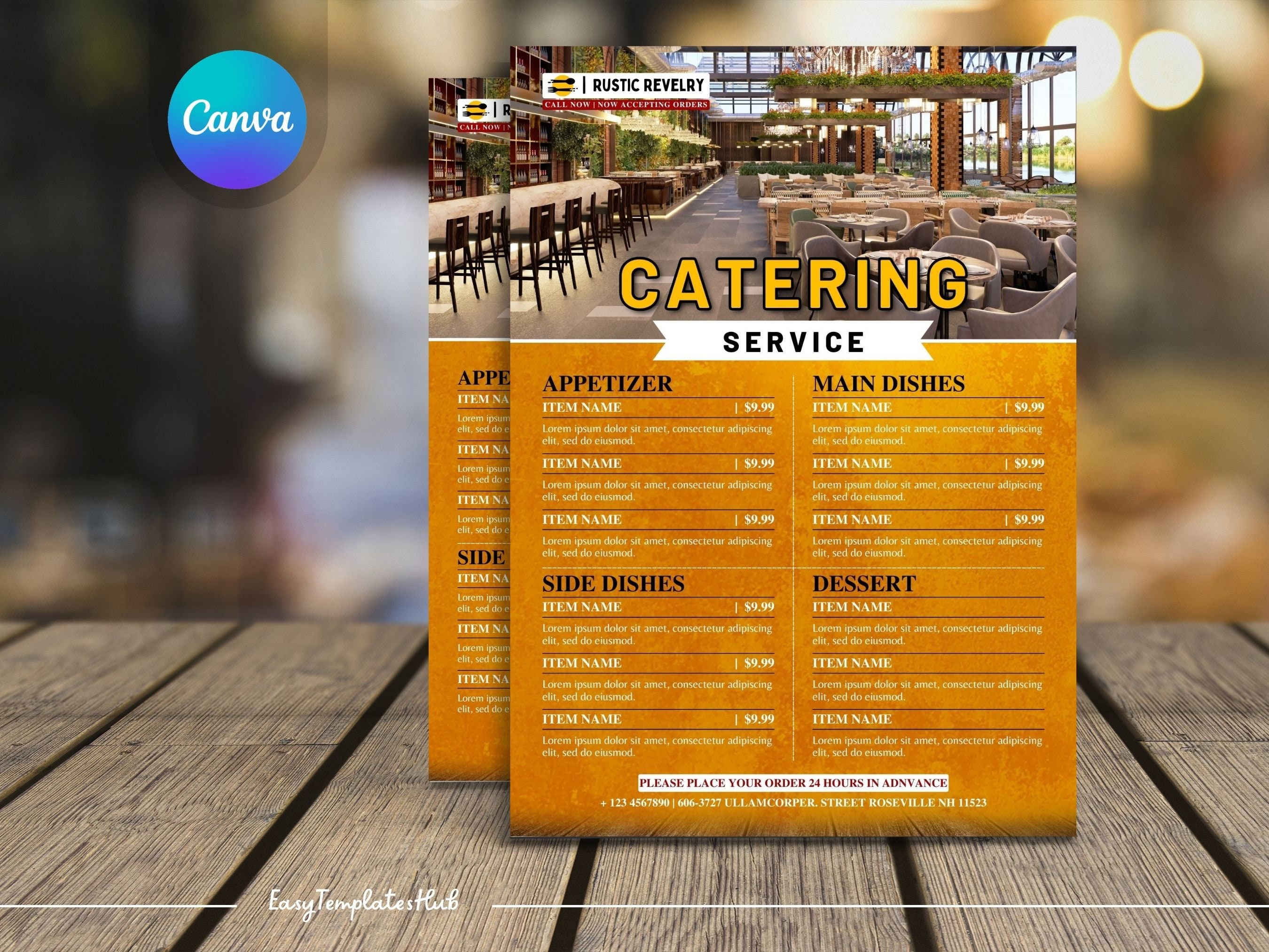 Editable Restaurant Menu, Catering Menu, Catering Price List, Catering