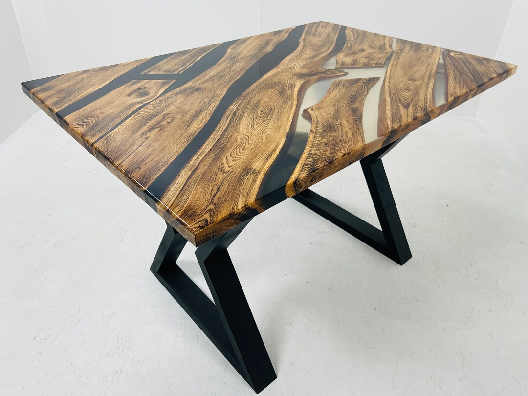 Handmade Epoxy Resin Oak Tables Epoxy Resin Dining Oak Table Etsy
