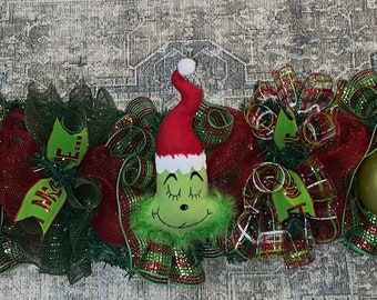 5ft Green Monster Red & green Christmas Garland