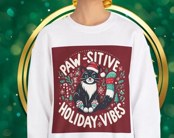 Weihnachtskatze Sweatshirt: Pfoten-sitive Urlaubs Vibes, Geschenk Katzenliebhaber