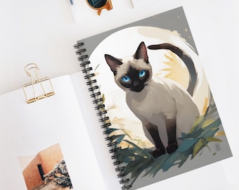 Cuaderno de gato siamés: elegante diseño pictórico, regalo para amantes de los gatos