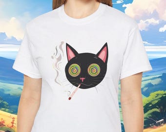 Psychedelic Cat T-Shirt: Funny Mental Health Gift for Cat Lovers