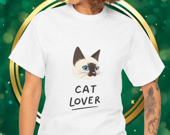Siamese Cat Lover T-Shirt: Heavy Cotton Cat Mom Tee