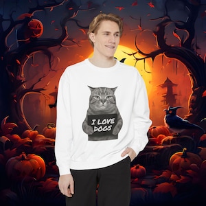 Sudadera con meme de gatos y &quot;Me encantan los perros&quot;: un regalo irónico para los amantes de los gatos