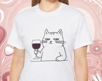 Lustiges Wein Katzen T-Shirt: Ultra Cotton Katzenliebhaber Geschenk
