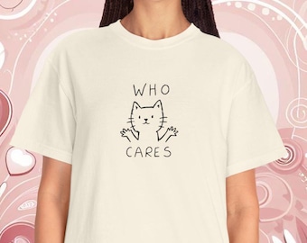 Rolig kattplaggfärgad t-shirt: Vem bryr sig om mental hälsa