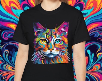 Psychedelic Cat T-Shirt: Trippy Pixel Art Ultra Cotton Tee