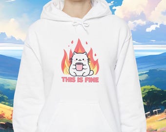 This is Fine Cat Meme Sweatshirt: Funny Graphic Hoodie