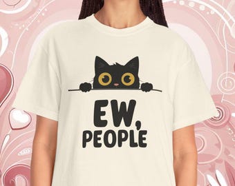 Ew People Black Cat T-shirt: Rolig mental hälsa-gåva