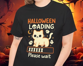 Comfort Colors Halloween Cat Ghost Shirt: Spooky Fall Tee