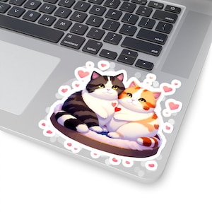 Pegatinas con forma de gato calicó para parejas, calcomanías con forma de corazón para amantes de San Valentín, etiquetas gráficas kawaii de color rosa, para hombres y mujeres, amantes de los gatos, letreros con forma de corazón