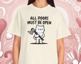 Axe Cat Garment-Dyed T-Shirt: Funny Mental Health Gift