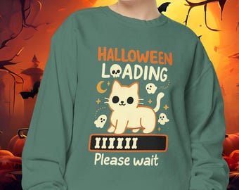 Comfort Colors Halloween Cat Sweatshirt: Spooky Ghost Shirt