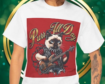 Siamesisk katt T-shirt: Spinnande hela dagen Tung bomullströja