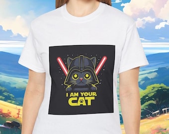 Lustiges Katzen-T-Shirt: Star Wars inspiriertes abstraktes Design