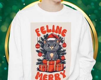 Julkattröja: Kattälskare med glada plagg