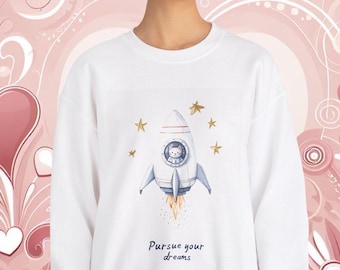 Space Cat Sweatshirt: Traum für geistige Gesundheit Rundhalsausschnitt, Geschenk für Katzenliebhaber