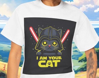 Lustiges Katzen-T-Shirt: Star Wars inspiriertes abstraktes Design
