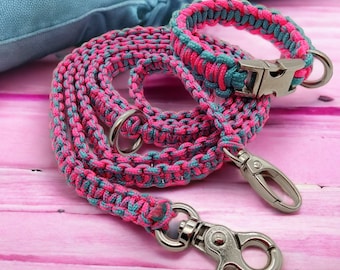 Hundeleine mit Armband SET geknotet aus Paracord für Welpen und kleine Hunde