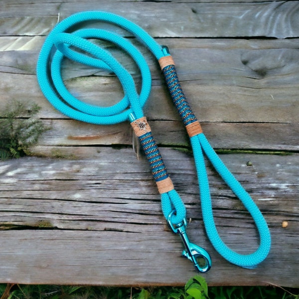 Hundeleine Tauleine  Länge 1,75 m / 1 Karabiner / Handschlaufe / Farbe: "Türkis"