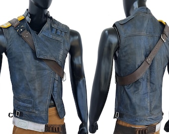 Cal kestis vest Inspired By Jedi survivor Leather vest with cross belt and pad.
