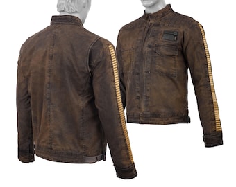 Dark Brown Strips Jacket Inspired By Star Wars Rogue One Star Cassian Andor Jacket.