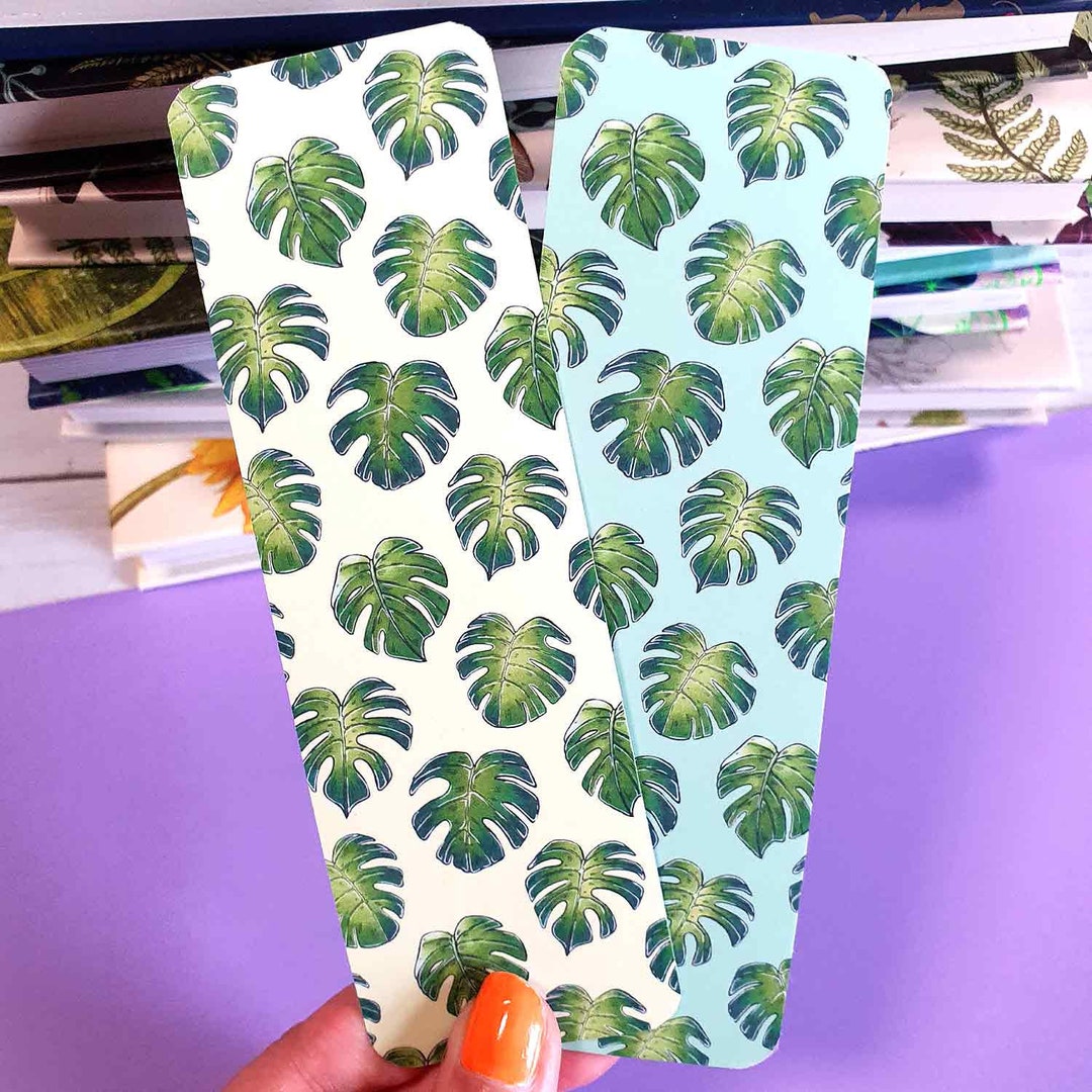 Monstera Leaves Bookmarks Matt Laminated in 2 Designs, Tropical Plant