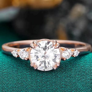 Delicate Round Cut 6.5mm Moissanite Engagement Promise Ring,Moissanite Bridal Gift For Women,Proposal Ring,925 Sterling Silver Ring Gift Her