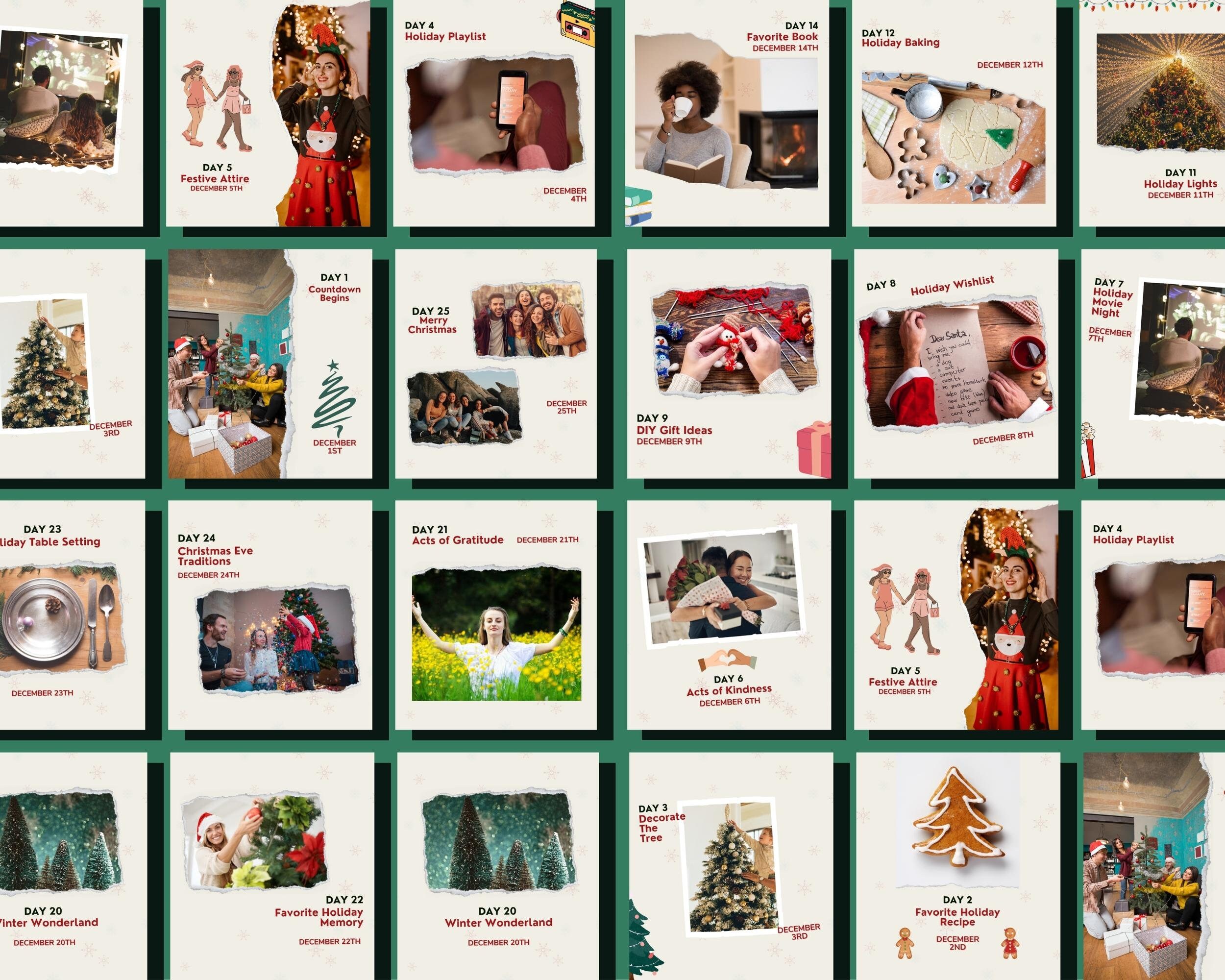 Instagram Advent Calendar Template Holiday Content Planner Etsy