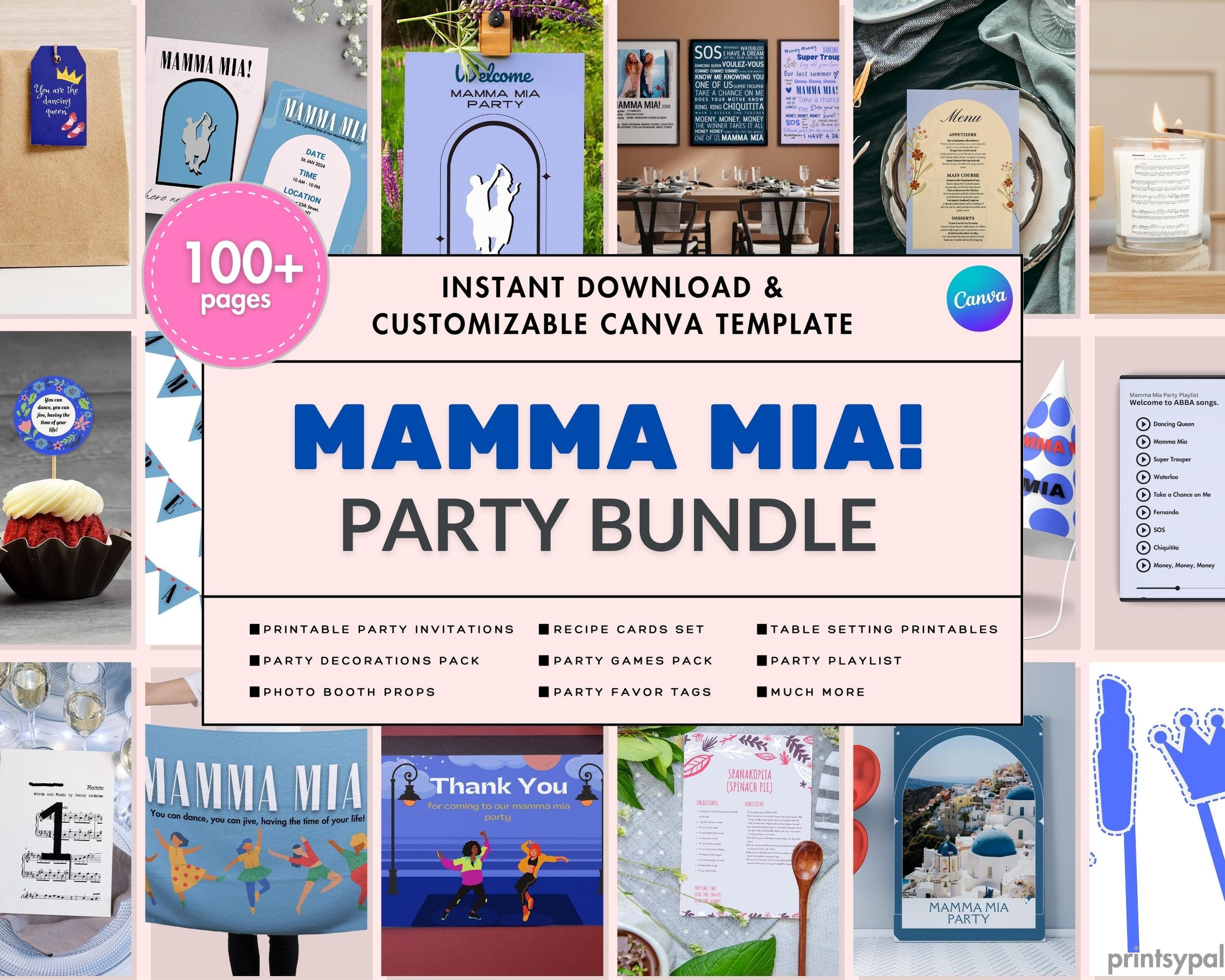 Mamma Mia Party Decorations Bundle / 26 Posters & Photobooth Props