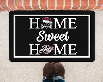 Custom House Divided Home Sweet Home Doormat, College Football - Hockey - Basketball - Baseball Doormat, Custom Sport Logos Doormat