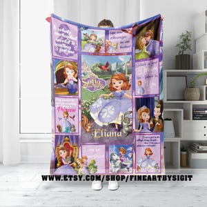 Personalized Sofia The First Blanket, Princess Sofia Fleece Blanket, Magic Kingdom Blanket, Birthday Girl Blanket, Baby Shower Blanket