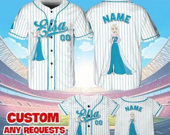 Frozen Princess Elsa Jersey Shirt, Disney Frozen Baseball Jersey, Disney Elsa Queen Cosplay, Disney Family Shirts, Disney World Shirt, QJ18