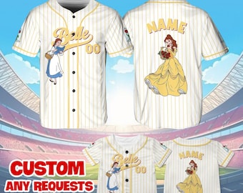 Beauty and the Beast Belle Jersey Shirt, Disney Beauty and the Beast Baseball Jersey, Princess Belle Cosplay, Disney Family Shirts, QJ02