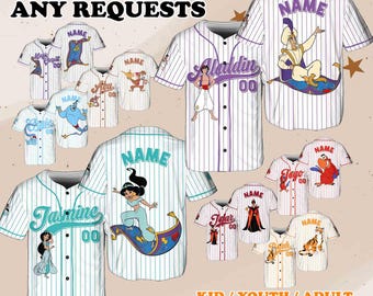 Disney Aladdin Jersey, Aladdin Jasmine Genie Abu Jersey, Aladdin Costume, Jafar Villain Jersey, Disney Family Shirt, Disney Trip Shirt, QJ10